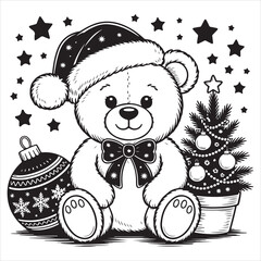 Christmas Teddy Bear SVG & PNG Digital Files, Vector Graphic Design Print Laser Engrave Files, Instant Digital Download
