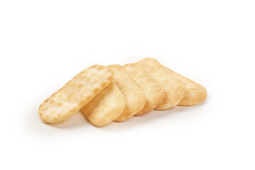 Crispy Rice Crackers Senbei Snacks Isolated on White Background