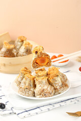 Handmade Siu Mai Chinese Dumplings with Pork Shrimp Filling Traditional Dim Sum Food Photography