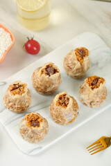 Handmade Chinese Siu Mai Sticky Rice Dumplings with Mushroom Filling Traditional Dim Sum Food