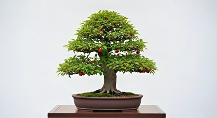 Fototapeta premium Artistic Shohin Crabapple Bonsai by Master Katsumi Komiya: Harmony & Nature
