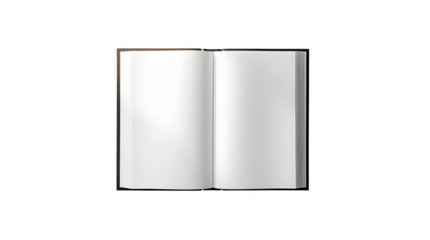 Open book with blank pages isolated on transparent background studio