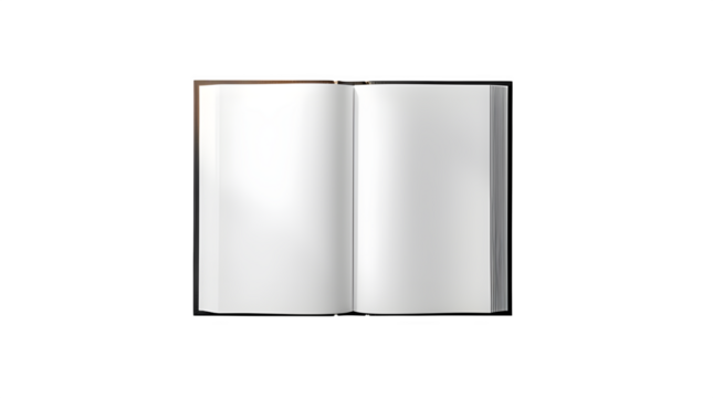 Open book with blank pages isolated on transparent background studio