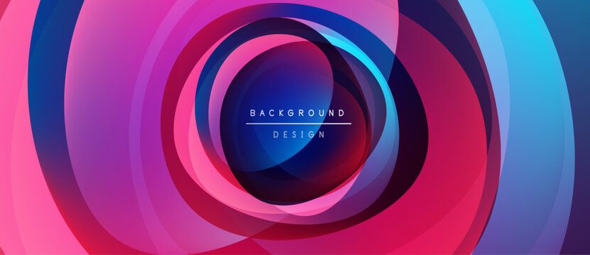 Abstract concentric circles, vibrant pinks, blues, purples. Modern design element, central text reads background design. Minimalist aesthetic. - Powered by Adobe