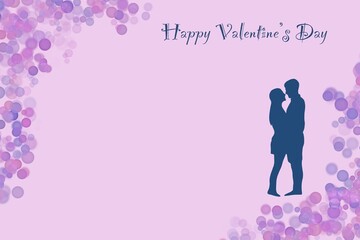 Valentine’s Day Love Background with Couple Silhouette and Pink Bokeh Design