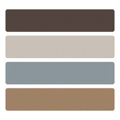 Fototapeta premium A modern and aesthetic color palette featuring four rectangular swatches of muted earth tones, including dusty blue and shades of brown, isolated on a Transparent background