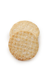Crispy Rice Crackers with Sea Salt - Traditional Asian Snack Food Specialty on White Background