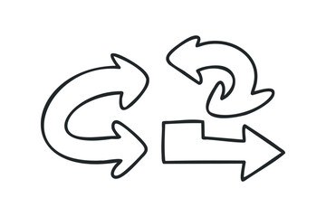 Fototapeta premium Drawn arrows showing cycle and direction