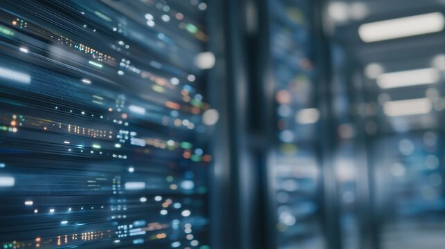 High-tech server farm visualization with digital holographic layers displaying processor connections, engineers monitoring data flow in real time for cloud AI architecture, next-gen computing