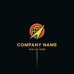 A modern logo design featuring a globe and an arrow, symbolizing global connection, dynamism, and the business's forward-looking vision for its audience and clients.