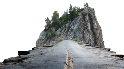 A realistic 3d scan of a rugged mountain pass with pine trees and a dirt road
