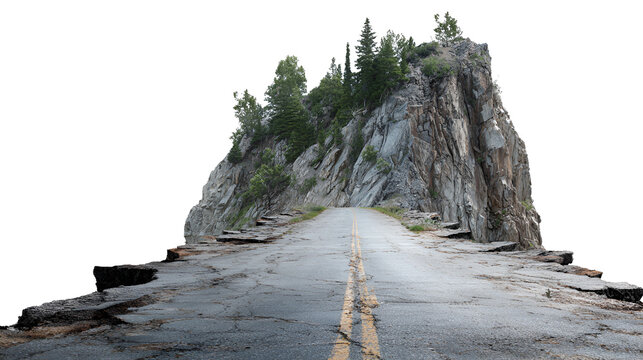 A realistic 3d scan of a rugged mountain pass with pine trees and a dirt road