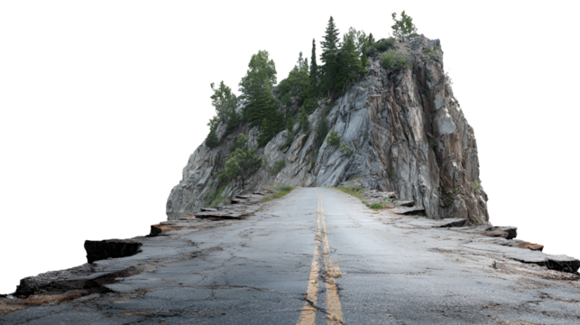 A realistic 3d scan of a rugged mountain pass with pine trees and a dirt road - Powered by Adobe