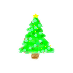 明るい可愛い手書きのクリスマスツリー