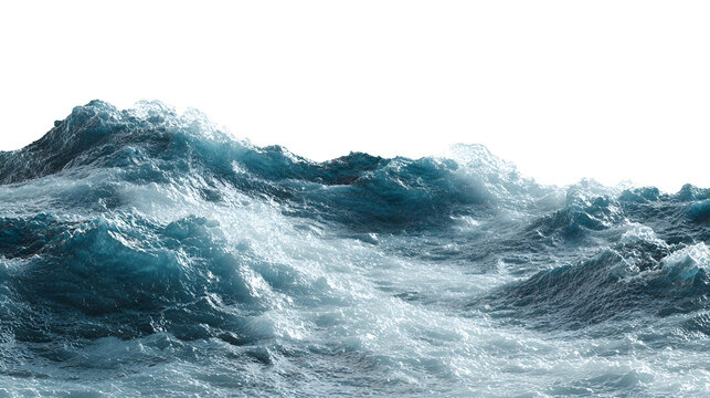Dynamic ocean waves crashing with white foam against a dark black background - Powered by Adobe