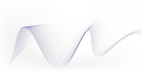 Fototapeta premium Wave line of flowing particles abstract vector background, smooth curvy shape dots fluid array. shape illustrations