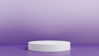 white podium with sleek modern design and soft gradient purple background perfect for product display cosmetic branding minimal mockup and clean studio presentation