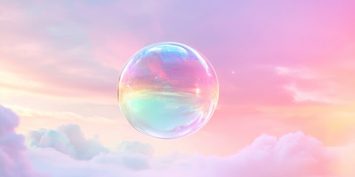 dreamscape bubble floating above the clouds wide backdrop