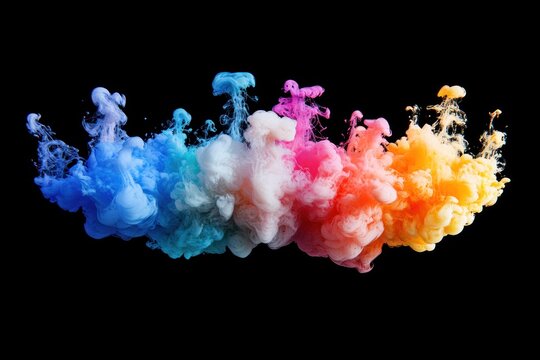 colorful smoke explosion isolated on black background