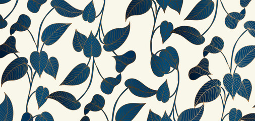 Luxury botanical art with hand drawn branches and leaves.