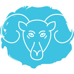 Aries Zodiac Symbol Outline Graphic On Blue Watercolor Splash Background With Transparent Background Aura Artistic Representation