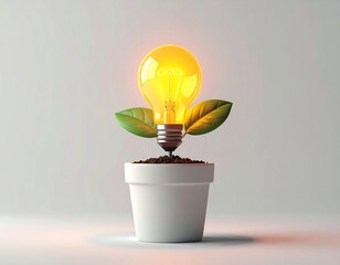 Light Bulb Plant in Pot: Concept of Idea, Growth, and Innovation
