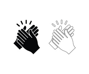 Minimal pairs of hands clapping in black and white outline style