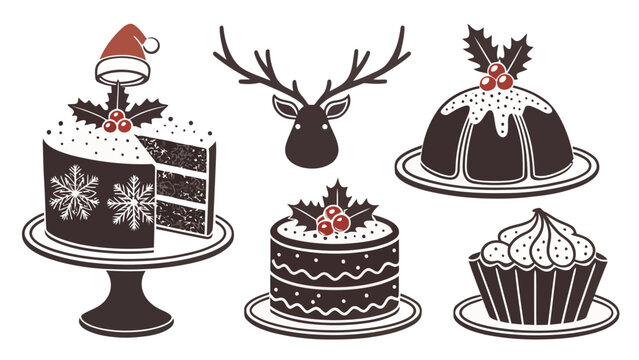Festive Christmas treats silhouette perfect for holiday celebrations and winter season designs