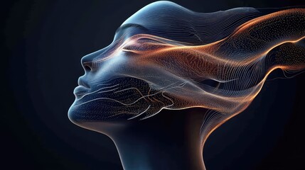 synthetic olfactory sensor (e-nose), a microchip with an array of chemical receptors that glow with different colors as they detect different scent molecules, abstract science.