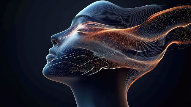 synthetic olfactory sensor (e-nose), a microchip with an array of chemical receptors that glow with different colors as they detect different scent molecules, abstract science. - Powered by Adobe