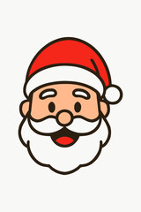 Cute Santa Claus Face Icon – Holiday Cartoon Design Isolated on White.