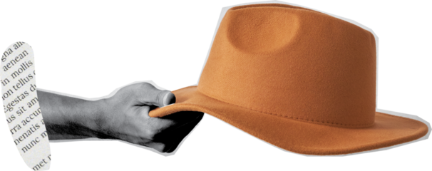 The hand holding the HAT art collage