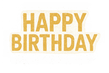 Happy birthday text appearing on a torn paper background, creating a rustic and retro celebration greeting sticker