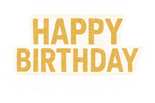 Happy birthday text appearing on a torn paper background, creating a rustic and retro celebration greeting sticker