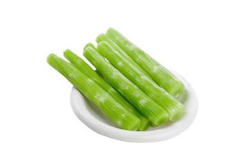 Fresh Green Celery Sticks on White Plate - Healthy Vegetable Snack Food Photography
