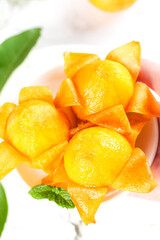 Five-pointed Star Flower Made from Fresh Alpine Loquat Fruit Slices from Yunnan China