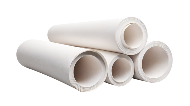 Stack of white ceramic pipes or tubes arranged in a pile on a black background