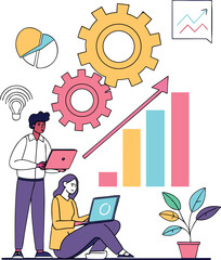 Business Growth, Financial Success, and Strategy Illustration