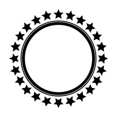 Starry Ring Emblem – Round Frame with Stars for Prize or Success Banner on White.