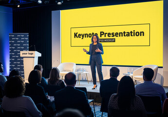 Conference presentation screen mockup