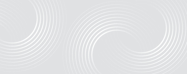 Abstract white geometric lines glowing on a gray background. Modern glossy white circle line pattern. Suitable for covers, posters, web, banners.