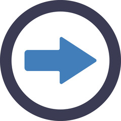 Blue Arrow Inside A Dark Blue Circle With A White Border And A Transparent Background Indicating Direction And Progress
