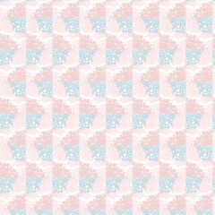 Pastel pink and light blue checkered abstract art pattern with a distressed textured look, creating a watercolor background