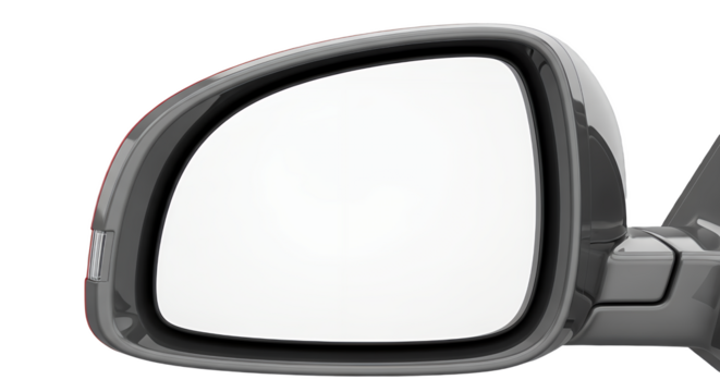 Modern car side mirror isolated on white background