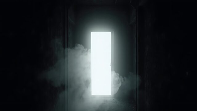 Minimalist white office desk with laptop, plant, and bright sunlight