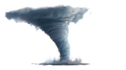 Powerful swirling water vortex with mist and spray against a black background