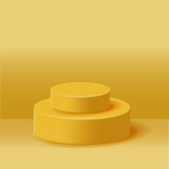 Golden color realistic podiums vector illustration, with 3d effects, for business, products, prize, ceremony, presentation, winners, champion, and other decorations. 