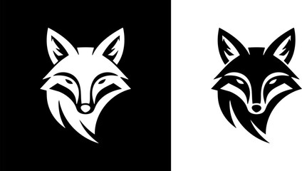 Fox Head Logo Minimalist Design in Black and White