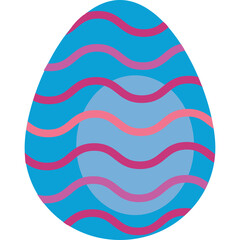 Blue Easter Egg with Pink and Purple Waves Transparent Background Decorative Element For Spring Holidays