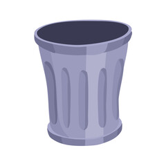 Blue empty plastic trash can isolated on white background with a clean paper cup disposable container object